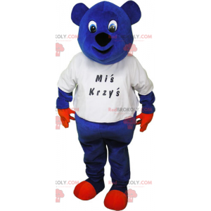 Mascotte orso blu in maglietta - Redbrokoly.com