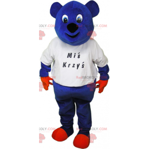 Mascotte orso blu in maglietta - Redbrokoly.com