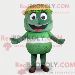 Fantasia de mascote de hambúrguer verde floresta com macacão e cintos - Mascotes de Hambúrguer - REBROKO_298737 - RedBrokoly.com