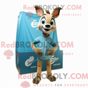Cyan Gazelle mascot costume...