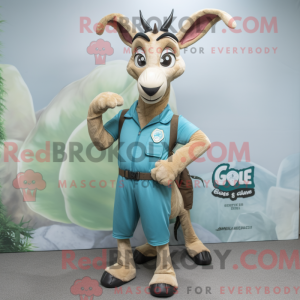 Cyan Gazelle maskot kostume...