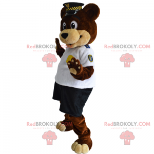 Mascotte d'ours en tenue d'agent de sécurité - Redbrokoly.com