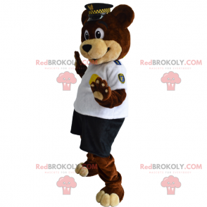 Bear mascot in security guard outfit - Redbrokoly.com