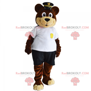 Bear maskot i sikkerhedsvagt outfit - Redbrokoly.com