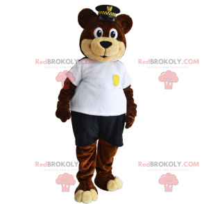 Bear mascot in security guard outfit - Redbrokoly.com