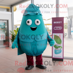 Teal Beet mascottekostuum...