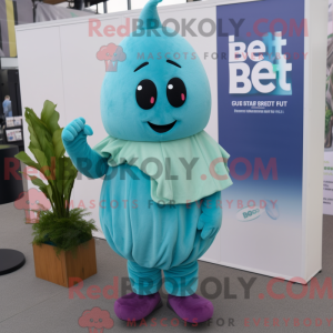 Teal Beet mascottekostuum...