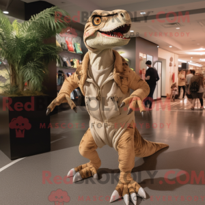 Tan Utahraptor maskot...