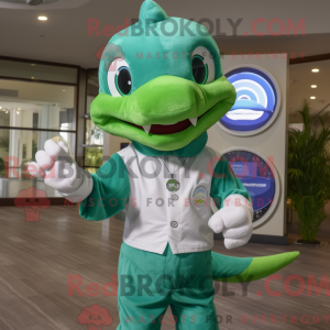 Grønn Dolphin maskot...