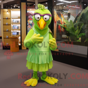 Limegrøn papegøje maskot...