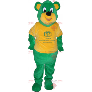 Mascotte d'ours vert avec teeshirt orange - Redbrokoly.com