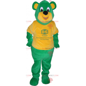Zelený medvěd maskot s oranžové tričko - Redbrokoly.com