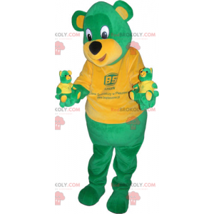 Green bear mascot with orange t-shirt - Redbrokoly.com