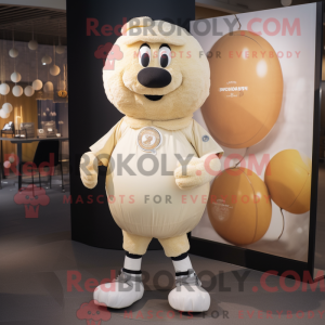Cream Rugby Ball mascot...