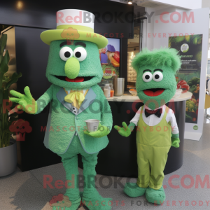 Green Paella mascot costume...