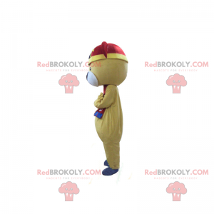 Bear mascot with red and blue scarf - Redbrokoly.com