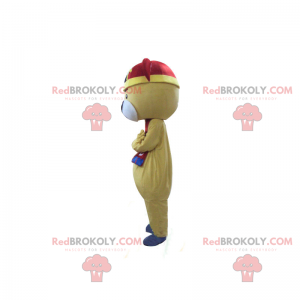 Mascotte d'ourson avec écharpe rouge et bleu - Redbrokoly.com