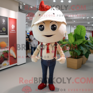 Beige Strawberry mascot...