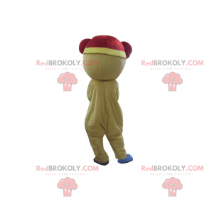 Bärenmaskottchen mit rotem und blauem Schal - Redbrokoly.com