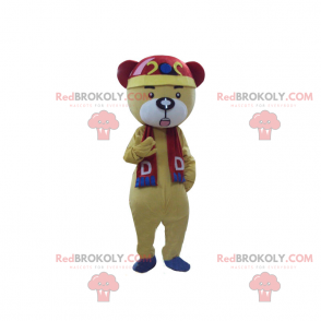 Orso mascotte con sciarpa rossa e blu - Redbrokoly.com
