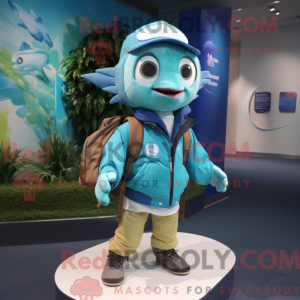 Cyan tun maskot kostume...