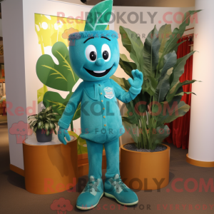Teal Beanstalk maskot...