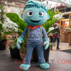 Teal Beanstalk maskot...