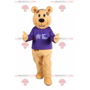 Urso mascote com suéter roxo - Redbrokoly.com