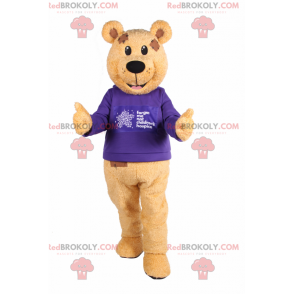 Niedźwiedź maskotka z fioletowym swetrem - Redbrokoly.com