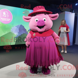 Magenta Sow mascottekostuum...