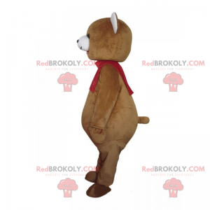 Mascota del oso de peluche con su bufanda roja - Redbrokoly.com