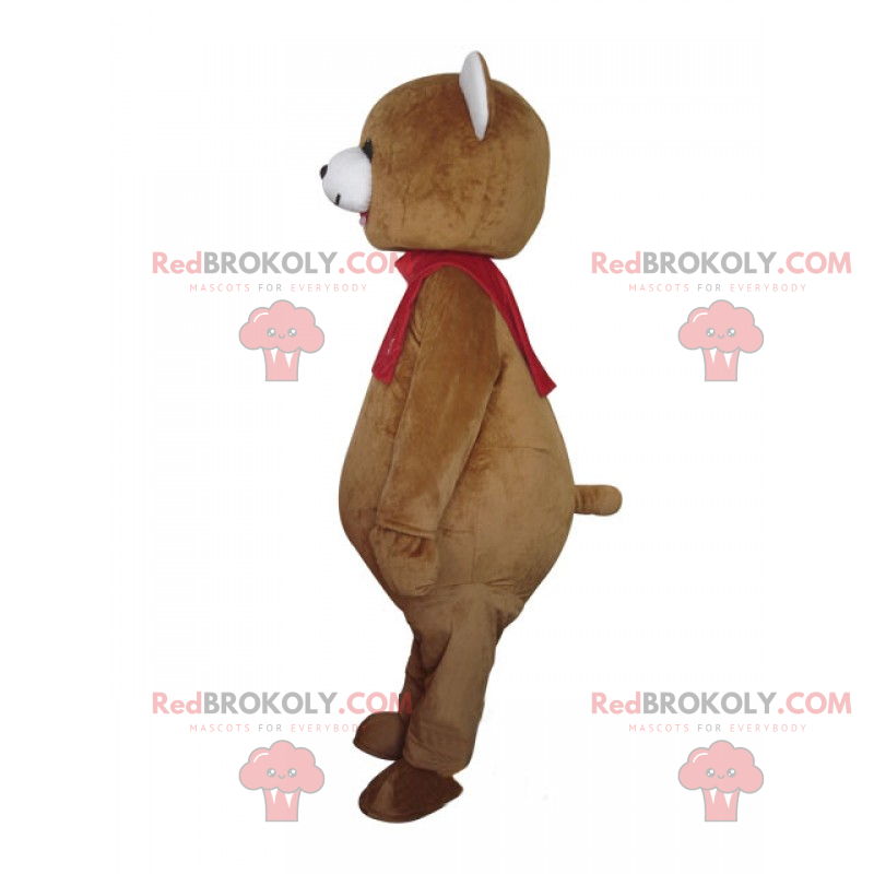 Mascotte d'ourson avec son écharpe rouge - Redbrokoly.com