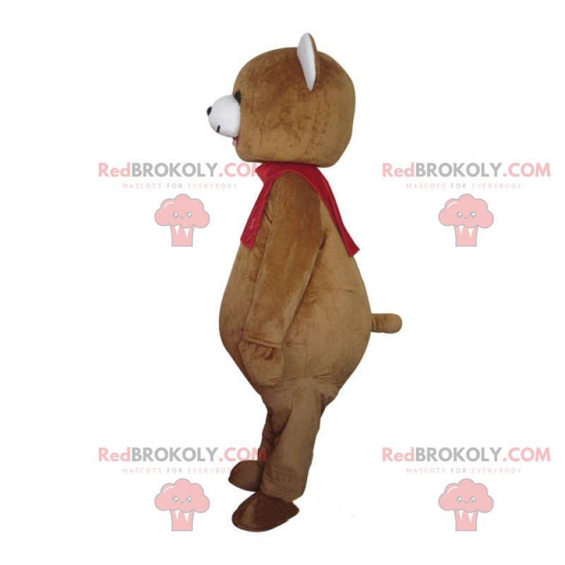 Teddy bear mascot with his red scarf - Redbrokoly.com