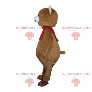 Mascota del oso de peluche con su bufanda roja - Redbrokoly.com