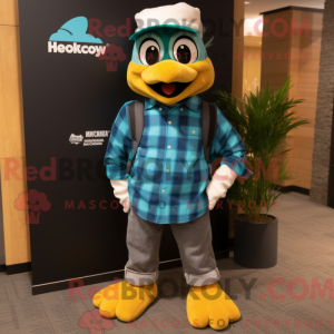 Teal Hawk-maskotdraktfigur...