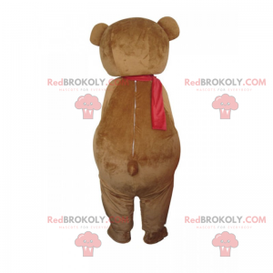 Teddybeer mascotte met zijn rode sjaal - Redbrokoly.com