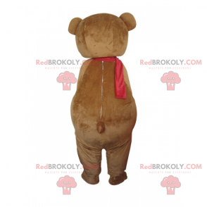 Mascota del oso de peluche con su bufanda roja - Redbrokoly.com