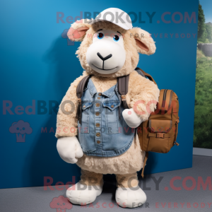 Cream Suffolk Sheep maskot...