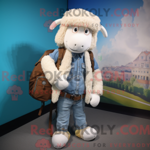 Cream Suffolk Sheep maskot...