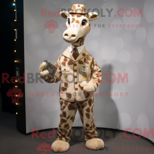 Beige giraffmaskot drakt...
