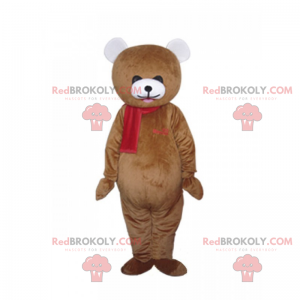 Mascota del oso de peluche con su bufanda roja - Redbrokoly.com
