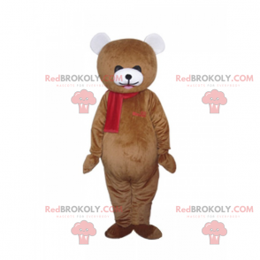 Teddy bear mascot with his red scarf - Redbrokoly.com