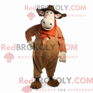 Rust Hereford Cow mascot...