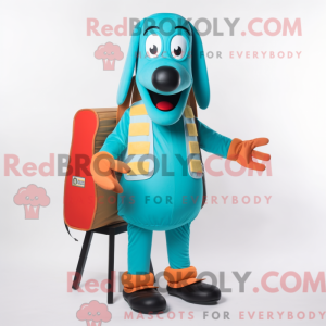 Turquoise Hot Dog mascot...