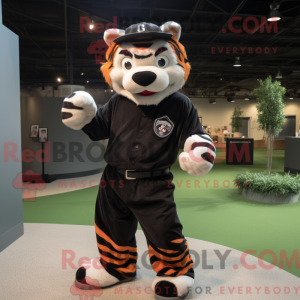 Sort Tiger maskot kostume...