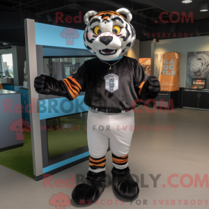 Sort Tiger maskot kostume...