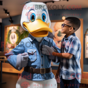 Silver Duck maskot kostume...