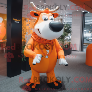 Orange Cow mascot costume...