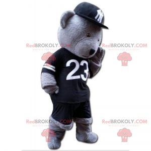 Mascote do urso vestido como jogador dos Yankees -