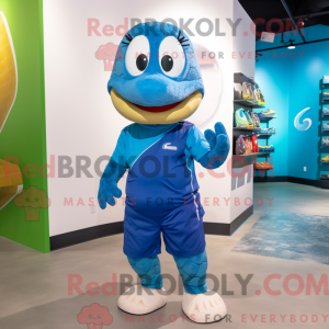 Blå Anaconda maskot kostume...